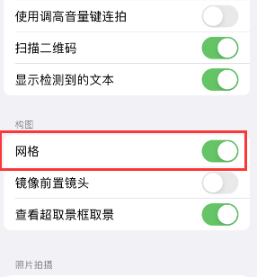 仁布苹果手机维修网点分享iPhone如何开启九宫格构图功能 