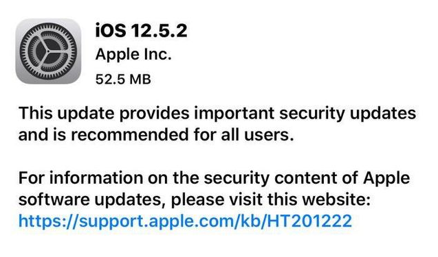 仁布苹果手机维修分享iOS12.5.2发布，建议所有老苹果用户安装 